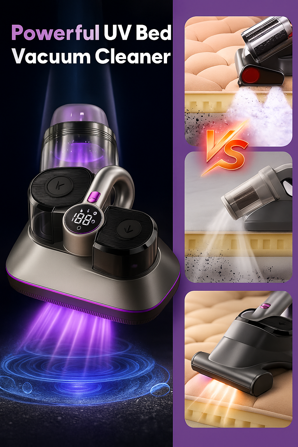 SakerPlus™ 2.0 UV Vacuum – 99.9% Dust, Mites, Bacteria & Pet Hair, 16KPa Suction & UV Sterilization