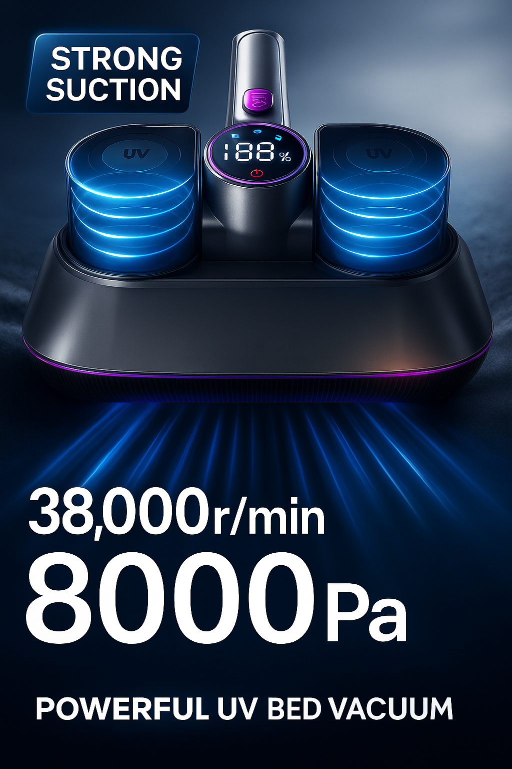 SakerPlus™ 2.0 UV Vacuum – 99.9% Dust, Mites, Bacteria & Pet Hair, 16KPa Suction & UV Sterilization